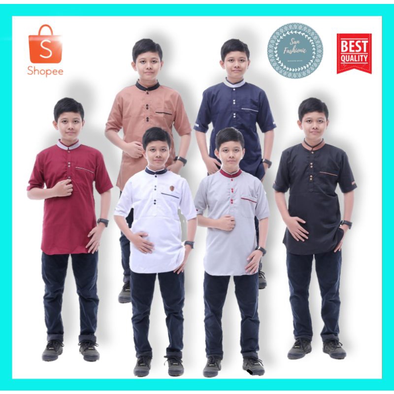 Baju Koko Kurta Anak Tanggung Usia 10 - 15 Tahun Koko Kurta Anak Lengan Pendek