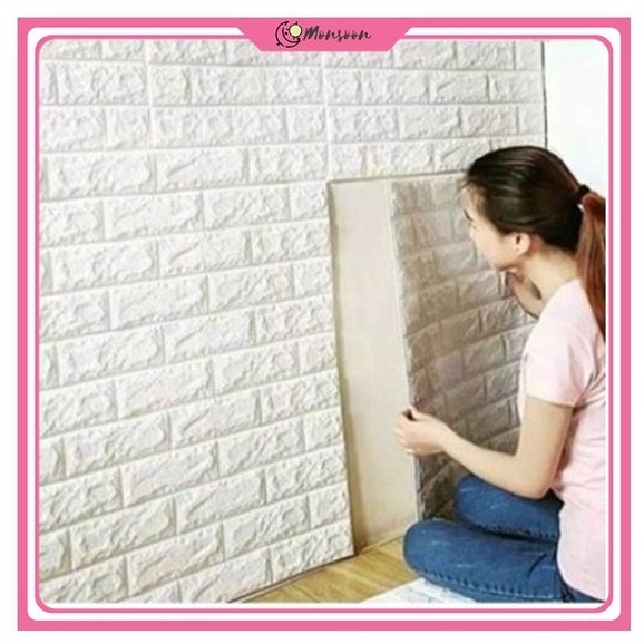 Monsoon - Wallpaper Dinding Foam 3D Motif Batu Bata / Waterproof (77x70CM)