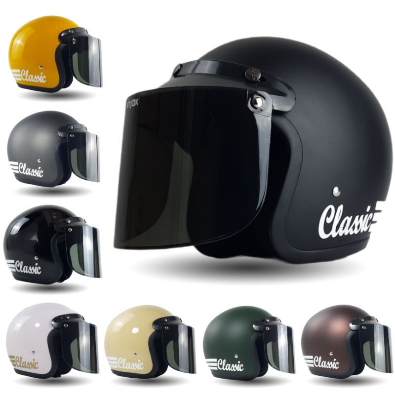 Jual Helm Bogo Wanita Pria Snihelm Bogo Classic Kaca Datar Atau