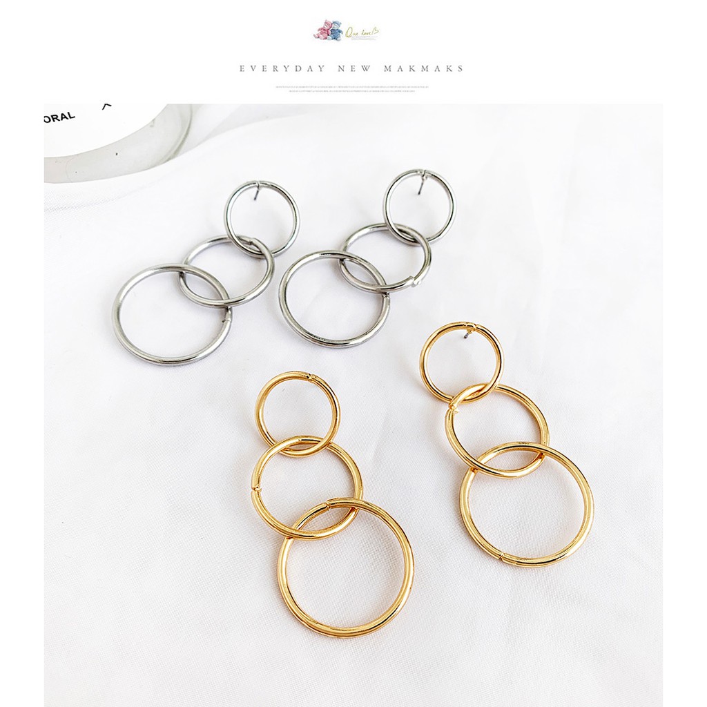 LRC Anting tusuk Fashion Alloy Circle Studs