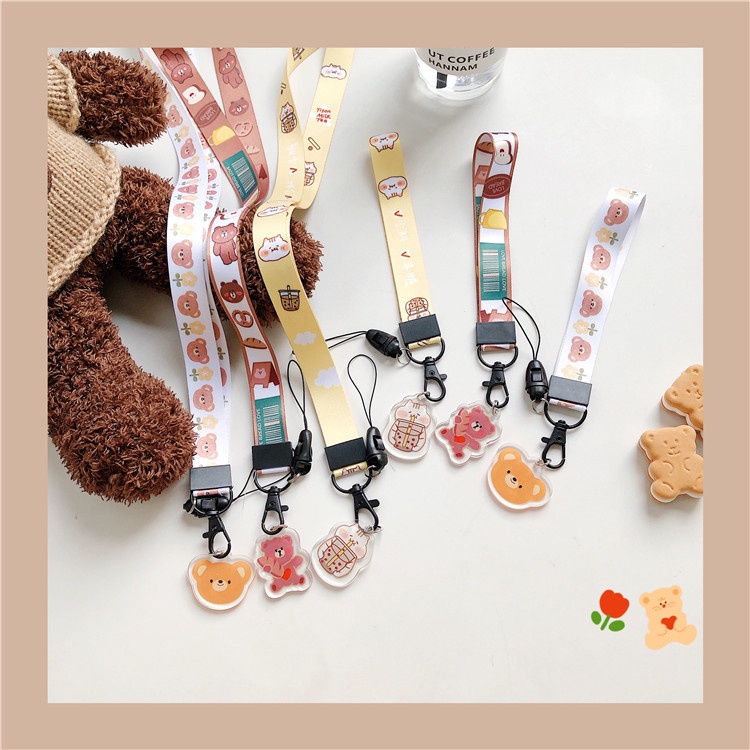 Liontin lanyard kartun ponsel leher menggantung menggantung tali panjang tali sepatu anti-lost line