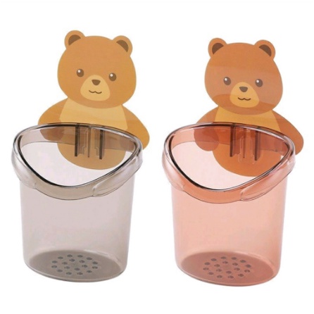Rak Tempat Sikat Gigi Odol Motif Beruang Cute Wadah Penyimpanan kosmetik Serba Guna Kamar Mandi Dispenser odol