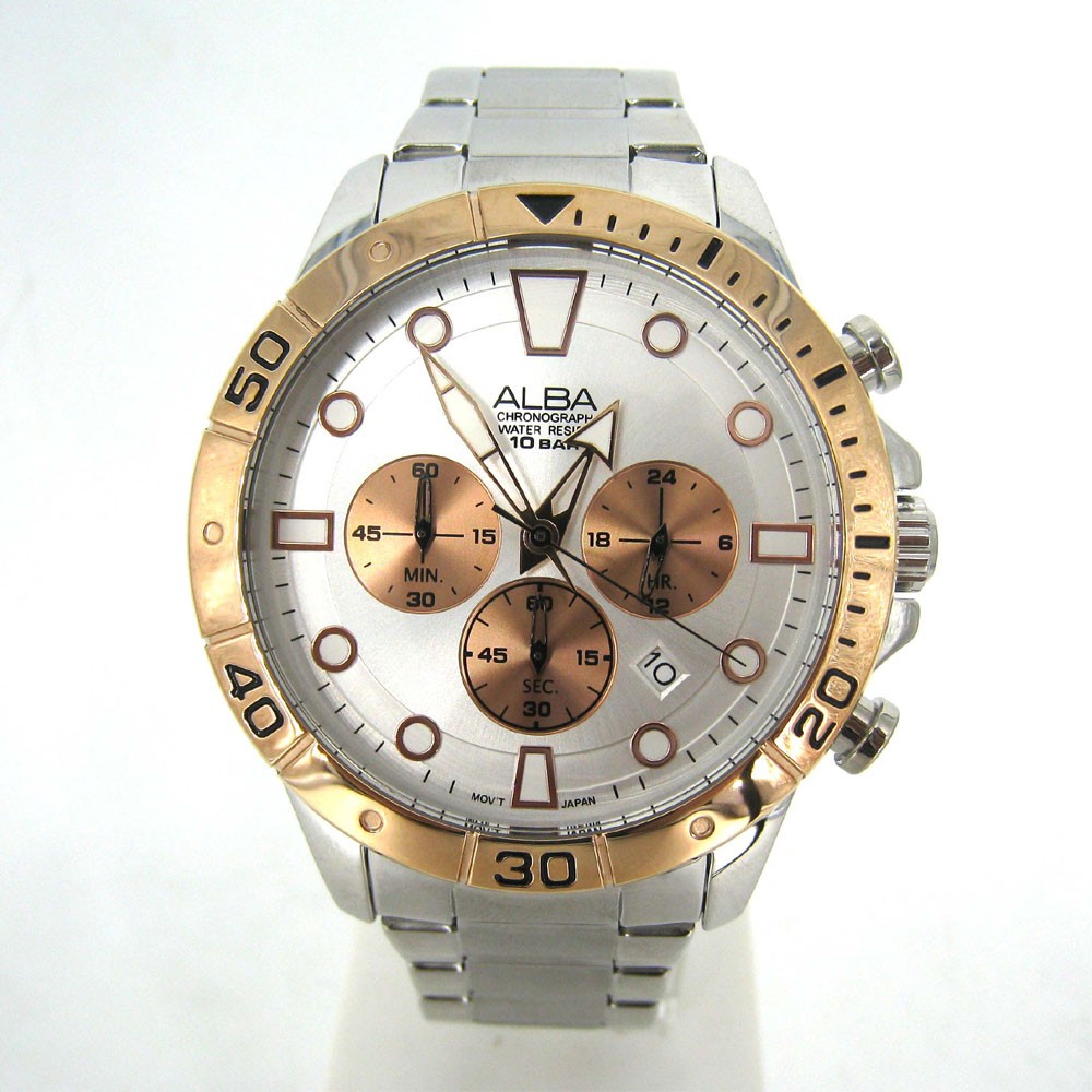 Alba AT3A08X1 Chronograph Rose Gold Subdials - Jam Tangan Pria AT3A08