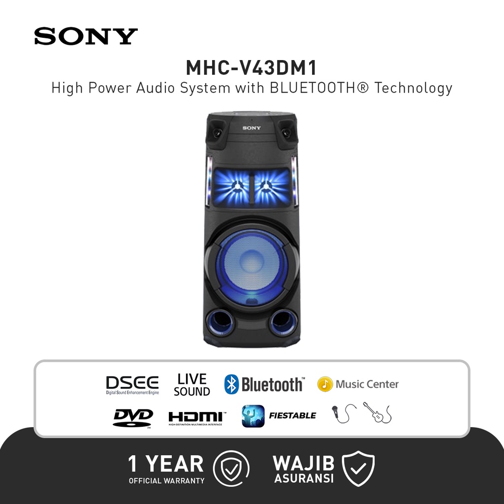 Sony Karaoke Bluetooth Speaker Hifi High Power Audio System MHC-V43D-1