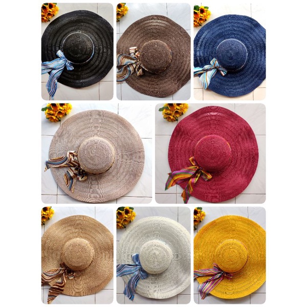 Topi Pantai/ Topi Wanita / Topi Lebar / Topi Anti UV Pita lebar