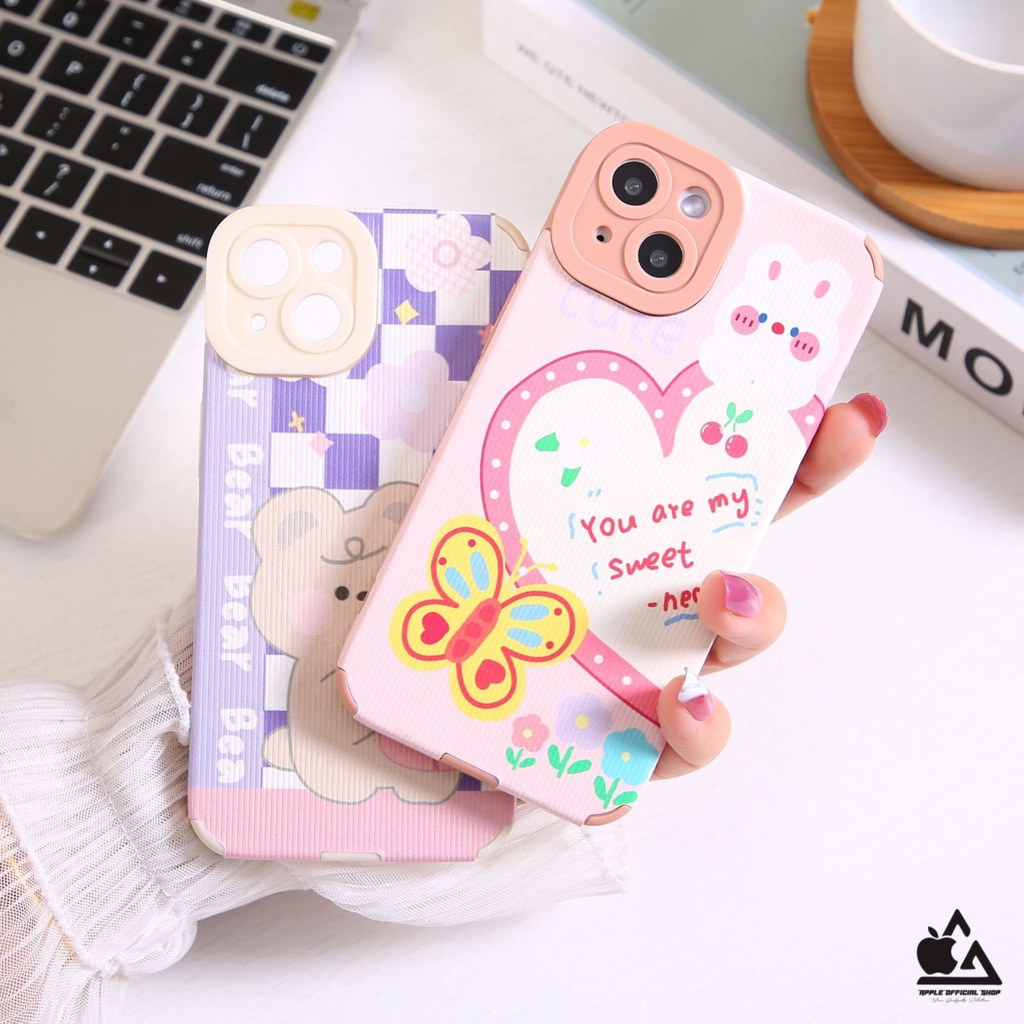 Softcase Lucu Leather Motif Bear SAMSUNG A12 M12 A22 4G A03 A33 A13 4G A23 4G Soft Case Korean Hellokitty Clear Bening SILIKON MEWAH Camera Kamera Protection