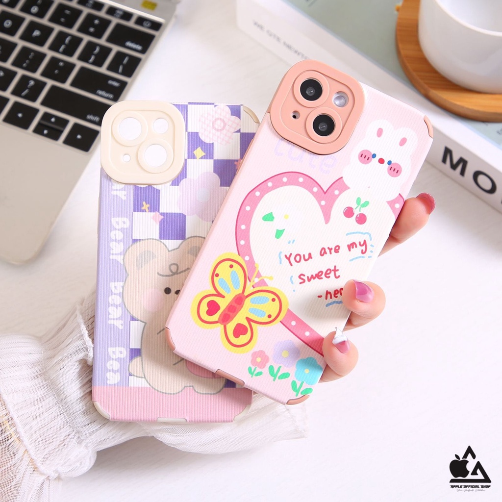 Softcase Lucu Leather Motif Bear REDMI NOTE 11 4G NOTE 11 PRO 4G 10C  Soft Case Korean Hellokitty Clear Bening SILIKON MEWAH Camera Kamera Protection