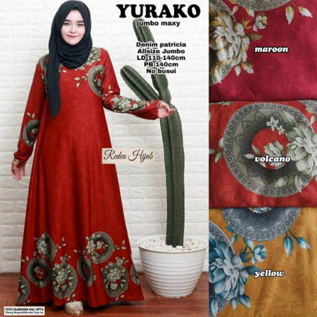 Yurako Jumbo Maxy, jumbo dress, maxy dress, baju Jumbo, big size, big dress, dress muslim,gamis,ootd