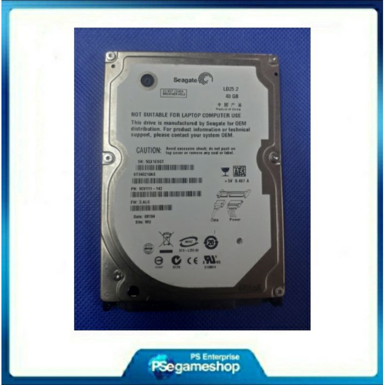 SATA Internal Hard Drive For LAPTOP/PS3/MAC 40 GB LD25.2 / pre loved