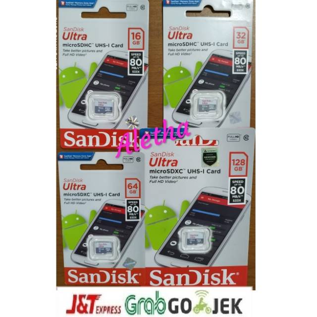 MEMORY HP 16GB 32GB 64GB 128GB MICRO SD SANDISK Ultra 80Mbps