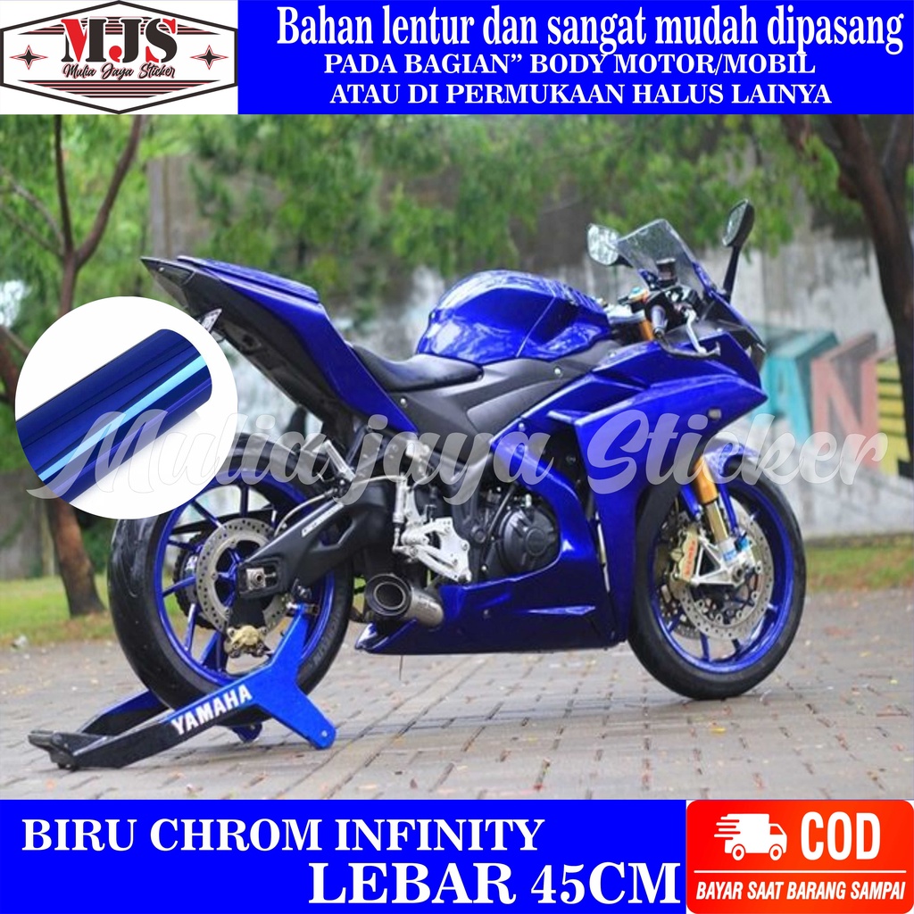 Stiker chrom warna biru/metalik crom infinity/skotlet mobil/motor