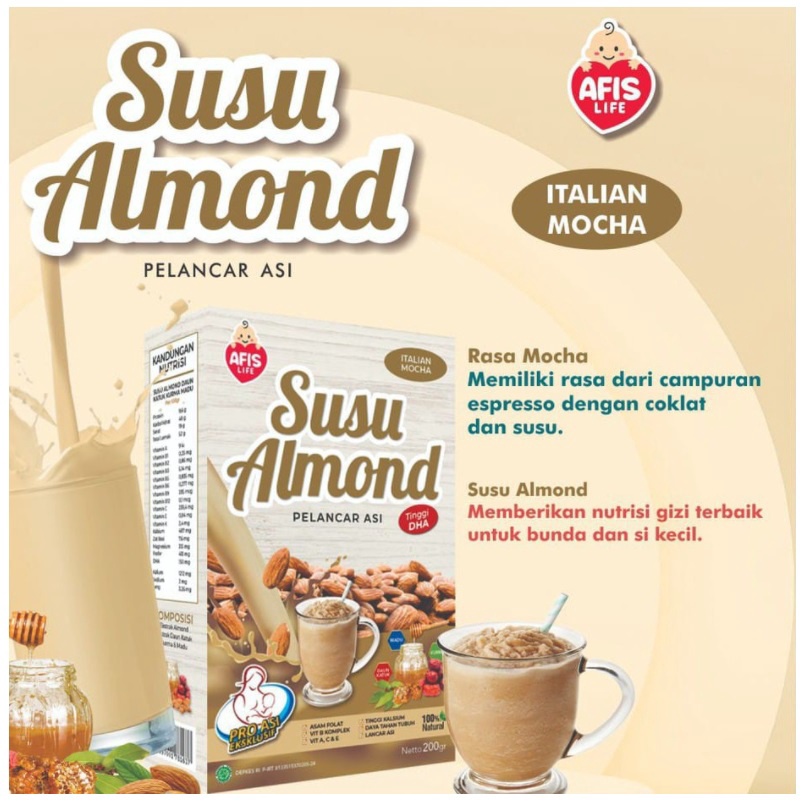 SALE Susu ALMOND Afis NEw Launching Pelancar ASI tinggi DHA isi 200gram CBKS LC