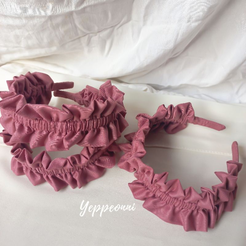 bando ruffle scrunchie premium anti patah / bando scrunchie / bandana rambut / bando korea / bando n