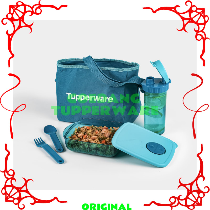 Lunch Box Set Tupperware Original-Temat Makan Tupperware Original-Bottel-Sendok-Tas