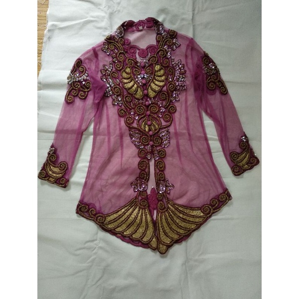 Set Kebaya brokat payet size XL pink fanta preloved