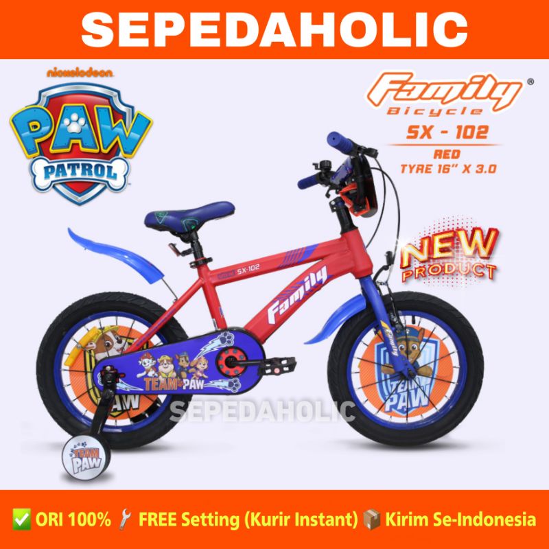 Sepeda Anak Laki BMX FAMILY PAW PATROLS Ukuran 12 16 Inch