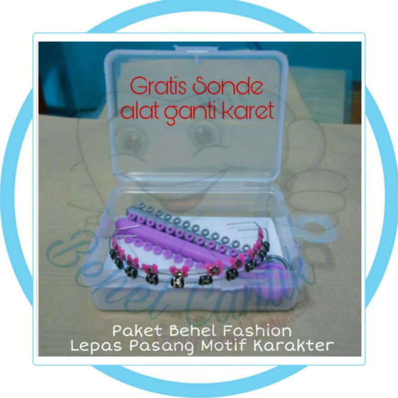 Behel Lepas Pasang Atas Bawah Ori Fashion Bening Murah Power Chain Motif