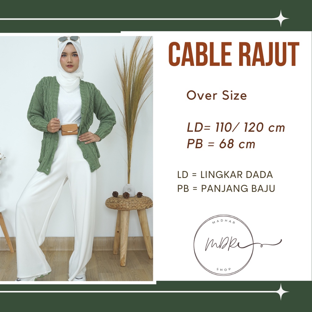 CABLE  Knit Sweater Rajut 3 Get Ful Kancing Polos Tebal Premium Cardigan Oversize