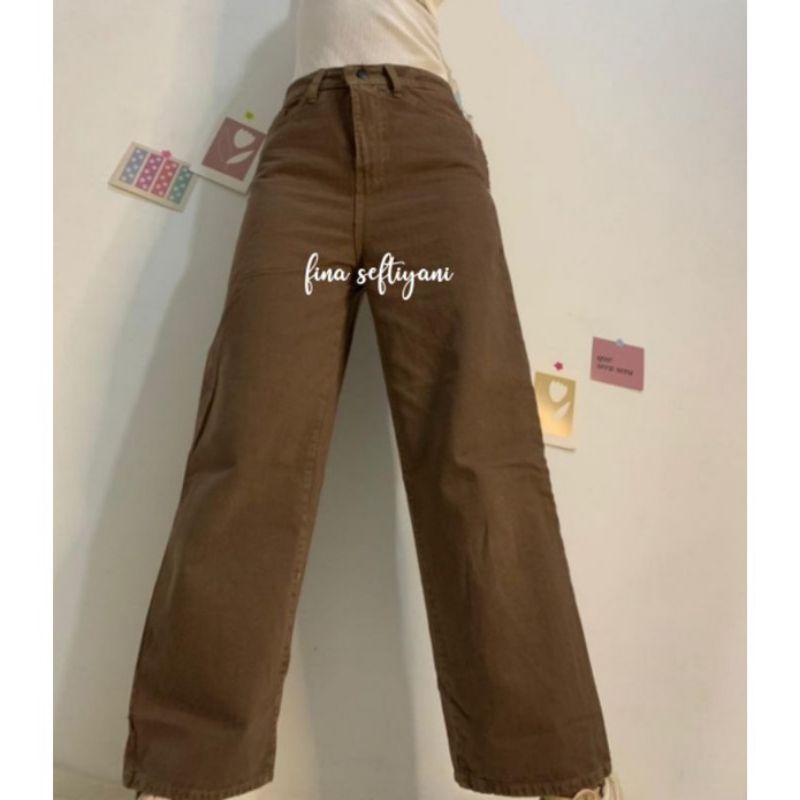 Celana Higwaist Brown Y2K