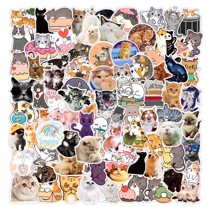 A103 STICKER 10PCS (KAWAII CATS) anti air notebook scrapbook label tempel motif kartun superhero super hero unik lucu atk alat tulis kantor murah viral termurah kartun komputer leptop handphone hp smartphone koper laptop tembok kulkas disney anime kucing