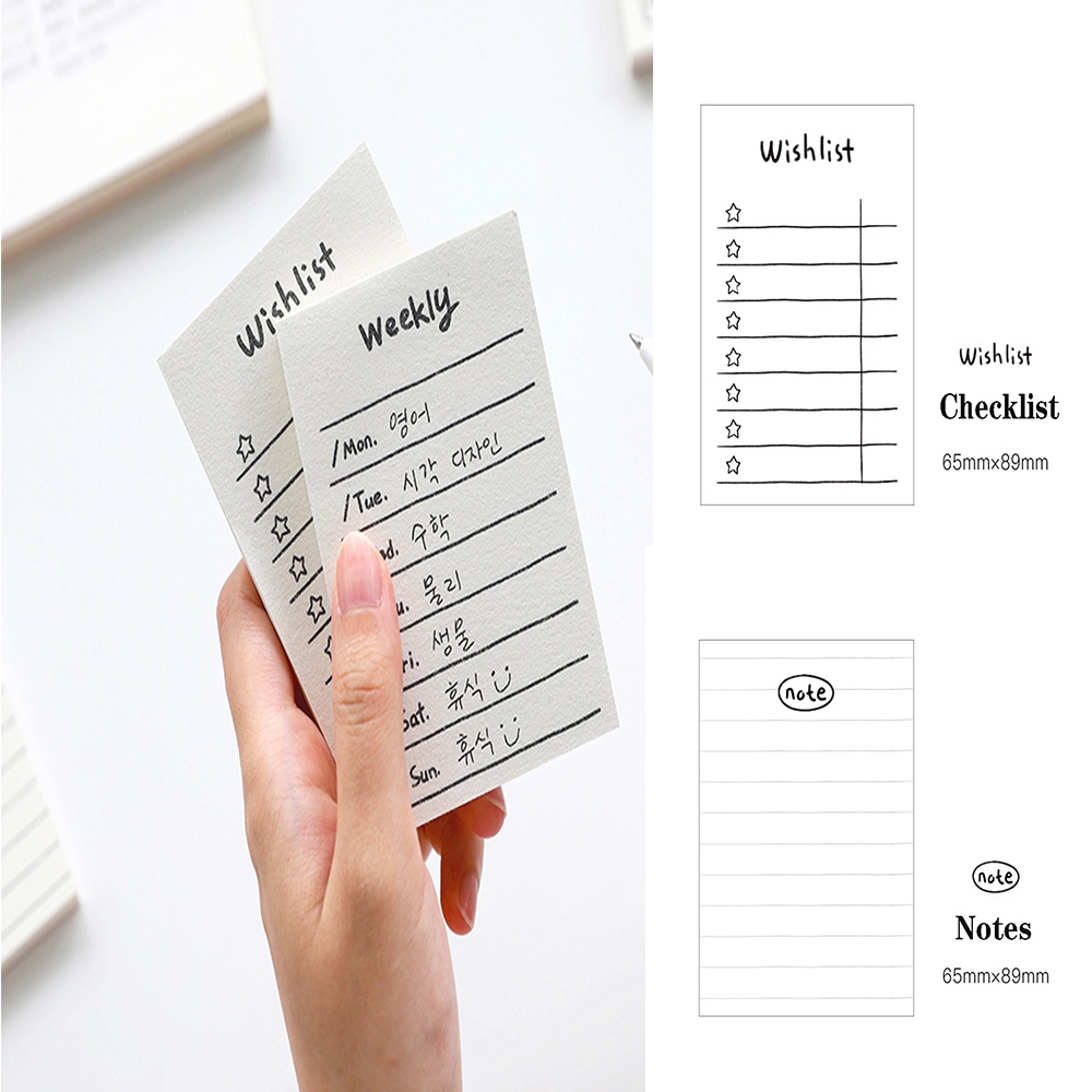 【COD Tangding】50pcs/set Memo Pad Cute Check List Weekly Plan Time Manage Diary Note Memo Paper set journal Stationery