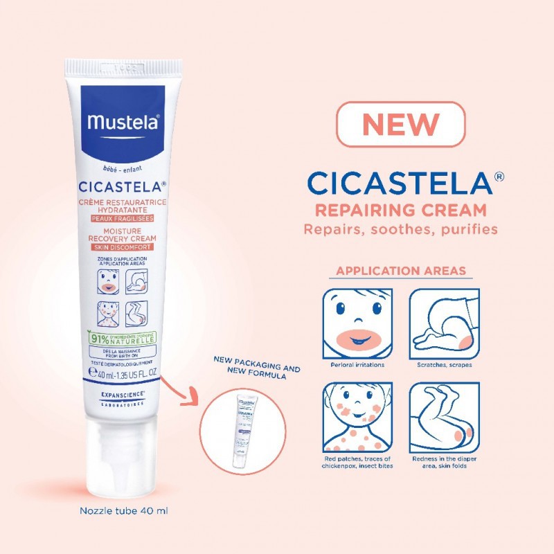 Mustela Cicastela Moisture Recovery Cream Baby untuk Ruam / Iritasi - 40 ml