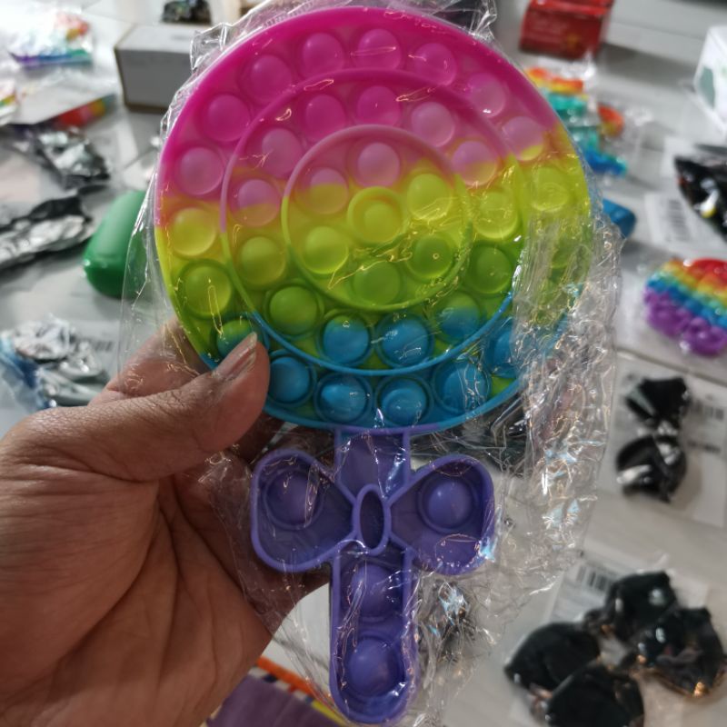 POP IT RAINBOW FIDGET TOYS Mainan Anak Edukasi Murah Pop Its Unicorn New Fidget Push Bubble Kids Kid-Lollipop