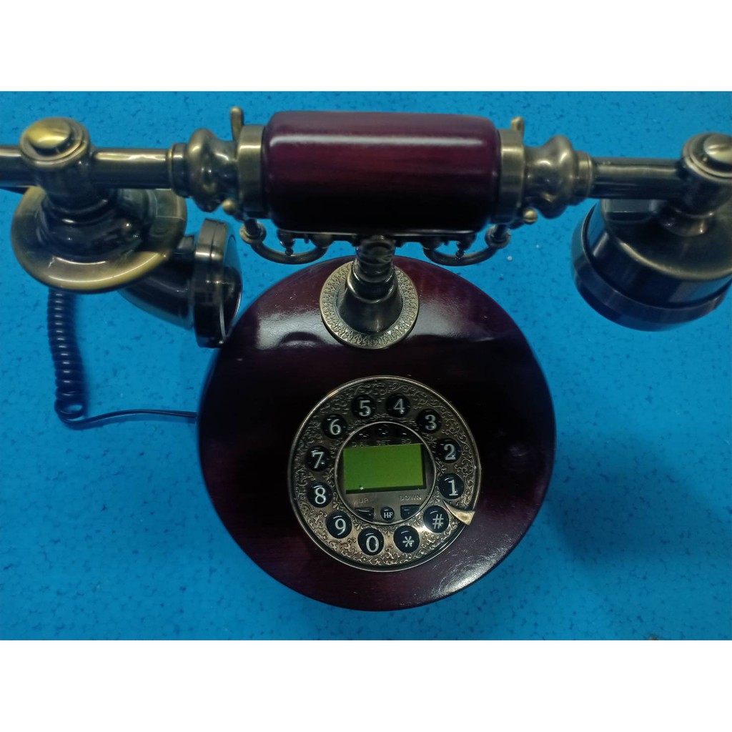 Telepon rumah kabel model klasik KAYU telpon telp vintage retro indihome speedy telkom u/ kado telephone rumah kantor cafe dll