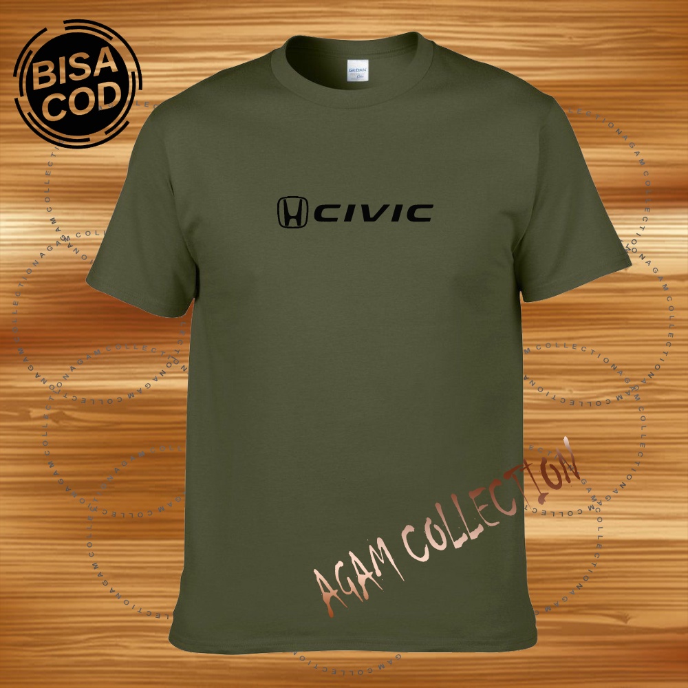 Agam Collection Baju Kaos Distro  Civic Text Hitam Lengan Pendek Premium Quality