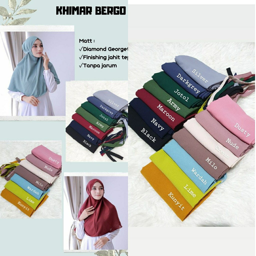 Kerudung Maryam  Bergo  Premium WarnaKomplit 