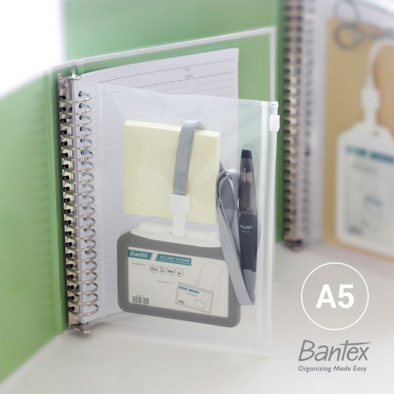 

Zipper pocket bantex ukuran A5 B5 untuk binder