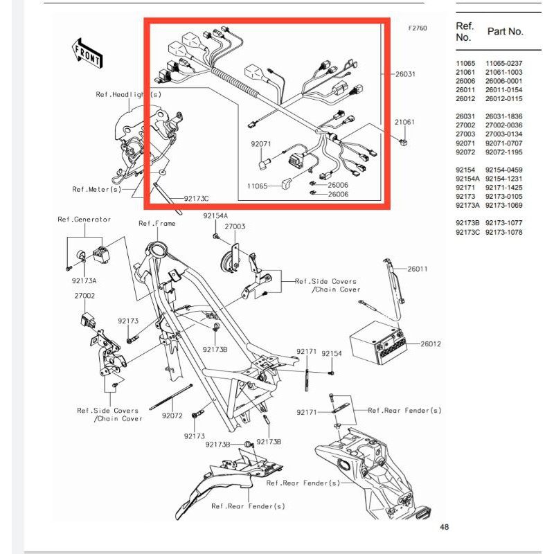 Kabel Body Kawasaki Dtracker 150 2018 Original Ready Stock