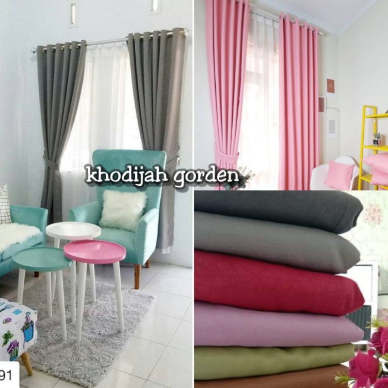 gorden blackout polos serat polos safron abu coklat merah kuning pink