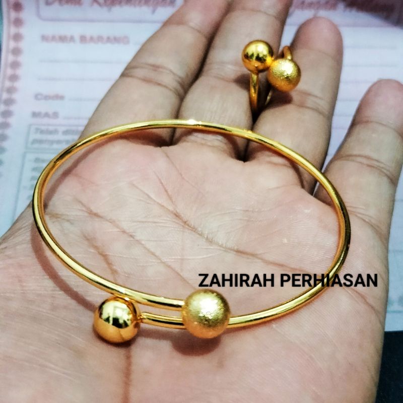 GELANG BOLA CINCIN  EMAS 24 K ANTI LUNTUR ANTI KARAT PERHIASAN WANITA TREND