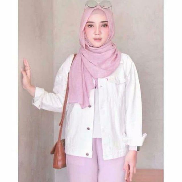 Jaket Jeans Boy Friend / Jaket Jeans Oversize Wanita BEST SELLER-Putih