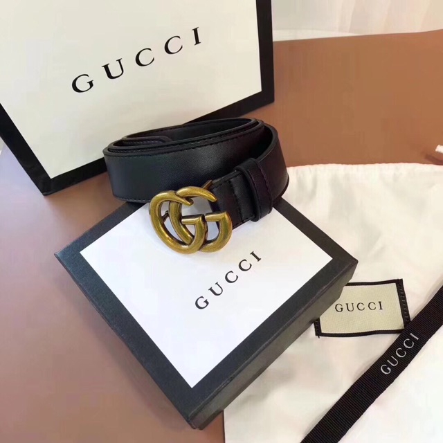 Real Leather Gucci Belt GG Logo Leather 