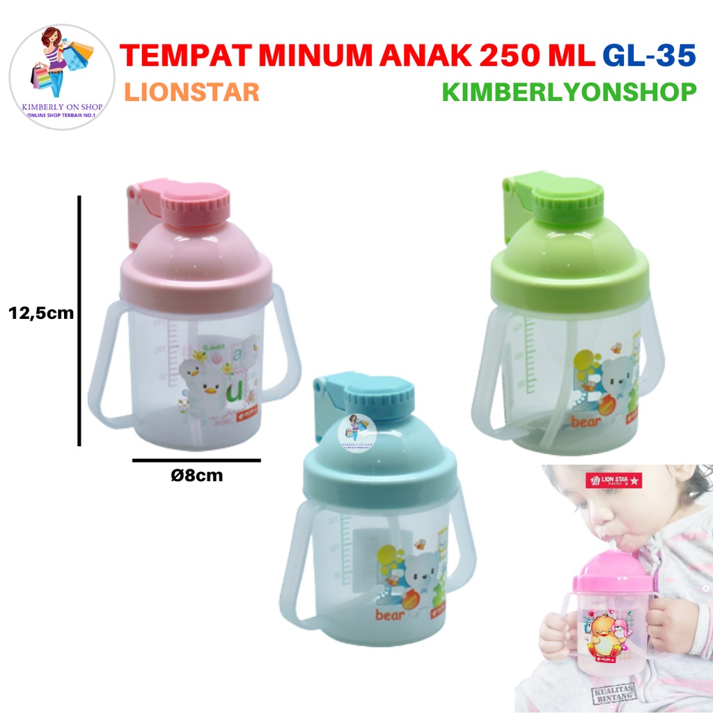 Botol Minum Anak Sedotan Anti Tumpah 250 ml GL 35 Lion Star