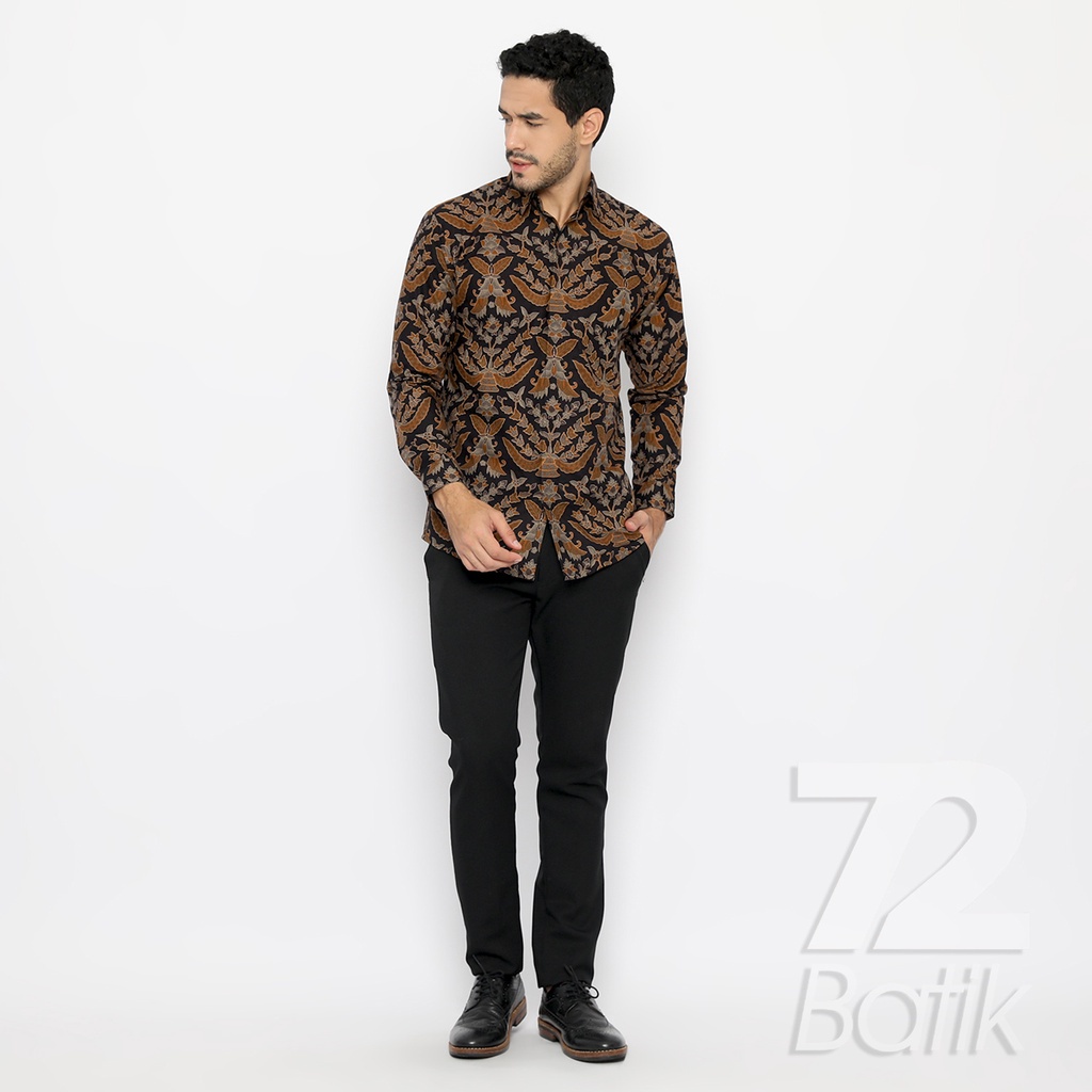 BATIK PRIA LENGAN PANJANG Kemeja Hem Slimfit Premium Warna Hitam 721094 CAP 72 - Baju Kemeja Atasan Pakaian Setelan Batik Pria Cowok Laki Laki Remaja Keluarga Kantor Lengan Panjang Modern Slimfit Slim Fit Premium Kekinian