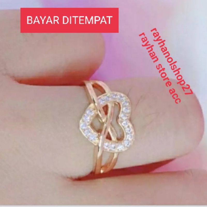 CINCIN Xuping DEWASA MATA LOVE-2 FHASION WANITA SEPUHAN EMAS GOLD