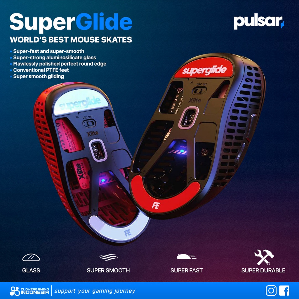 Pulsar SuperGlide Glass Skates for Xlite Wireless - Gaming Mouse