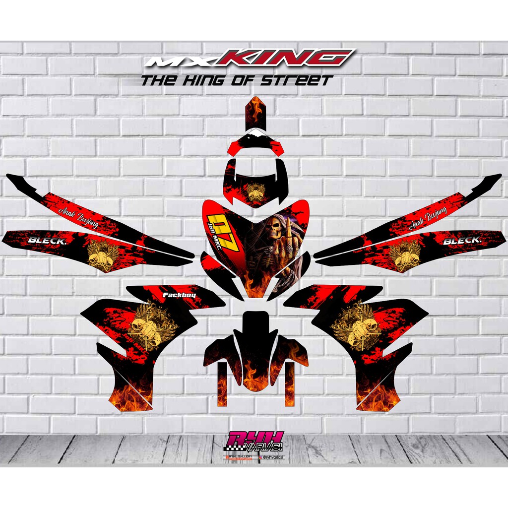 STIKER DECAL FULL BODY MX KING 150 PETRONAS 2020 SKULL