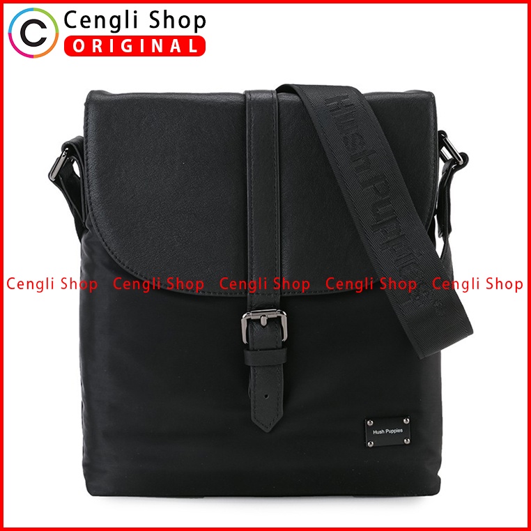 TAS SELEMPANG PRIA HUSH PUPPIES SLING BAG ORIGINAL HITAM BLACK HM099