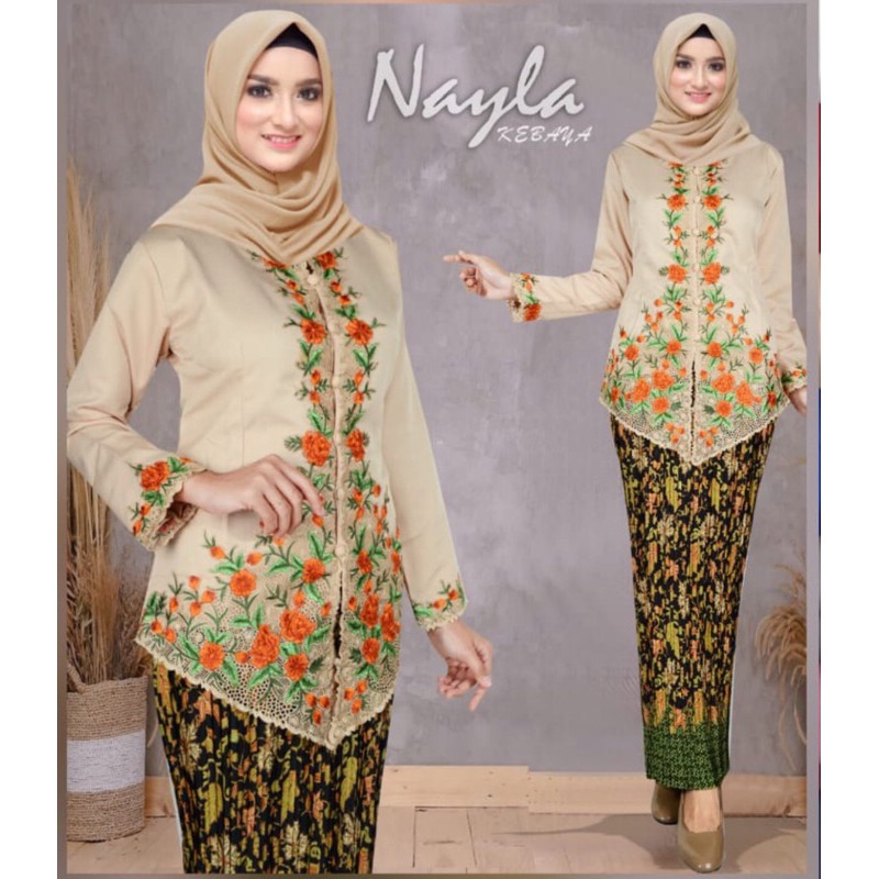 Kebaya Encim Bordir KE10 Tangan Panjang GOOD QUALITY / Kebaya Kartini Atasan Wanita Bahan Balotelli-1