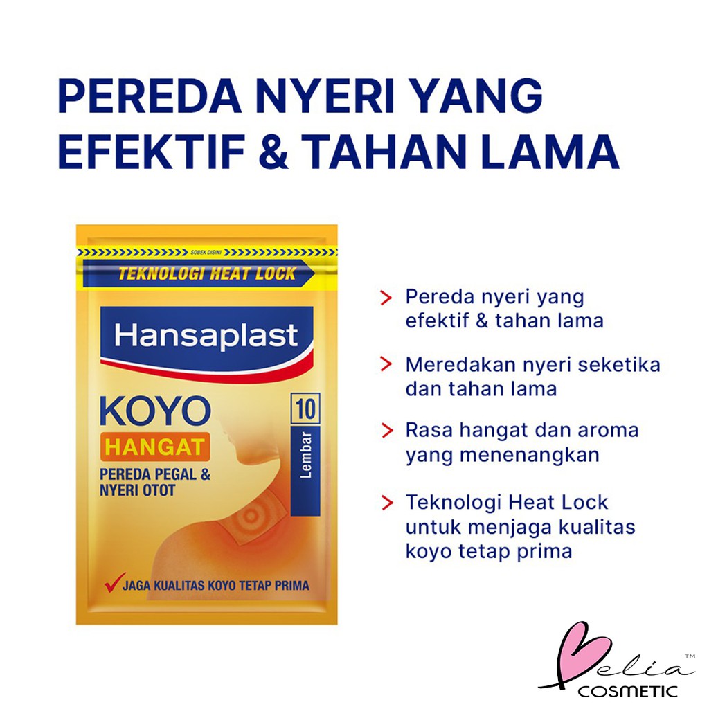 ❤ BELIA ❤ Hansaplast Koyo Hangat | Koyo Panas isi 10 lembar | Halal | BPOM Pegal Nyeri Otot