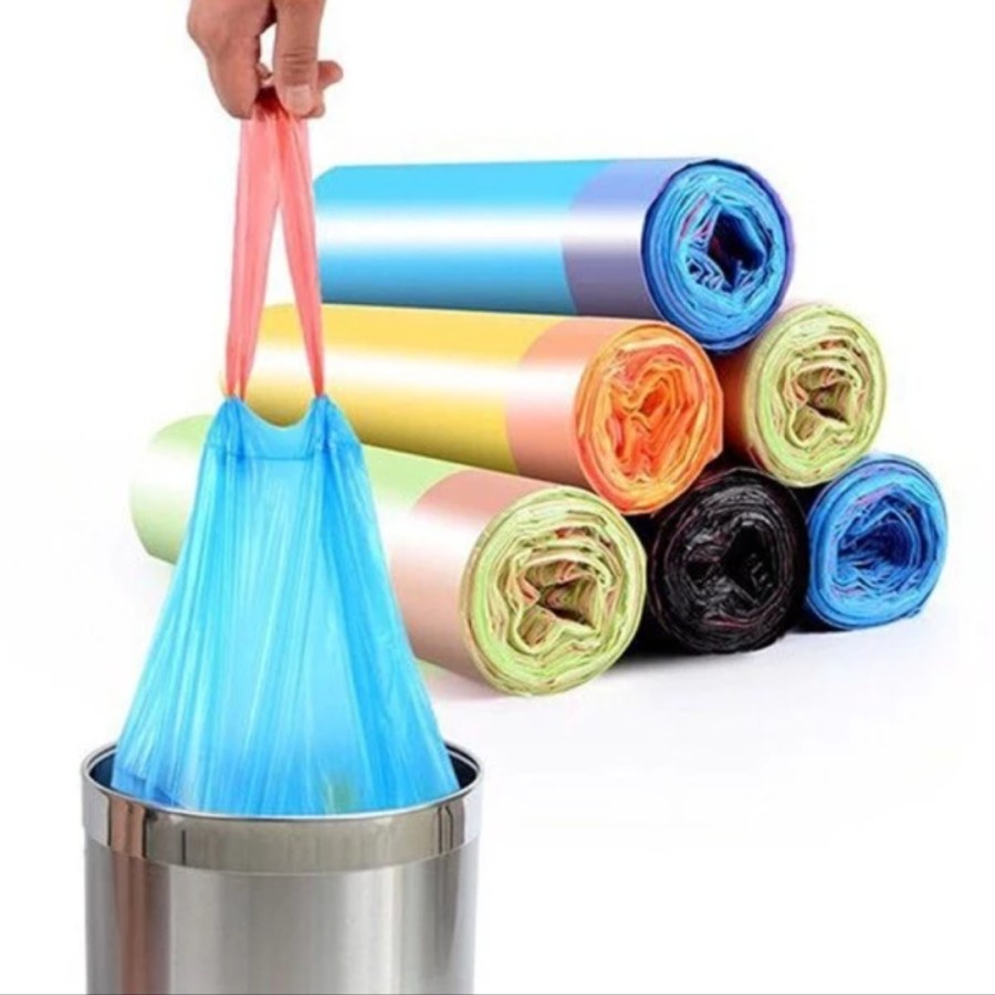 Kantong Sampah Serut 1 Roll 15pcs Tali Trash Bag 15 pcs Kantung Plastik Wadah Gulung MK Serbaguna 15
