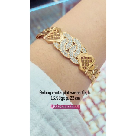 gelang rantai plat emas asli variasi k300/6k