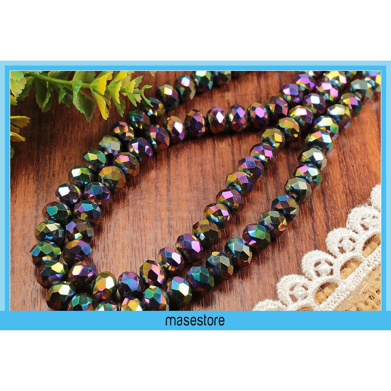 35 Butir Kristal Metalik Rondelle Pelangi 8 mm Inch KC47 Masestore Cra