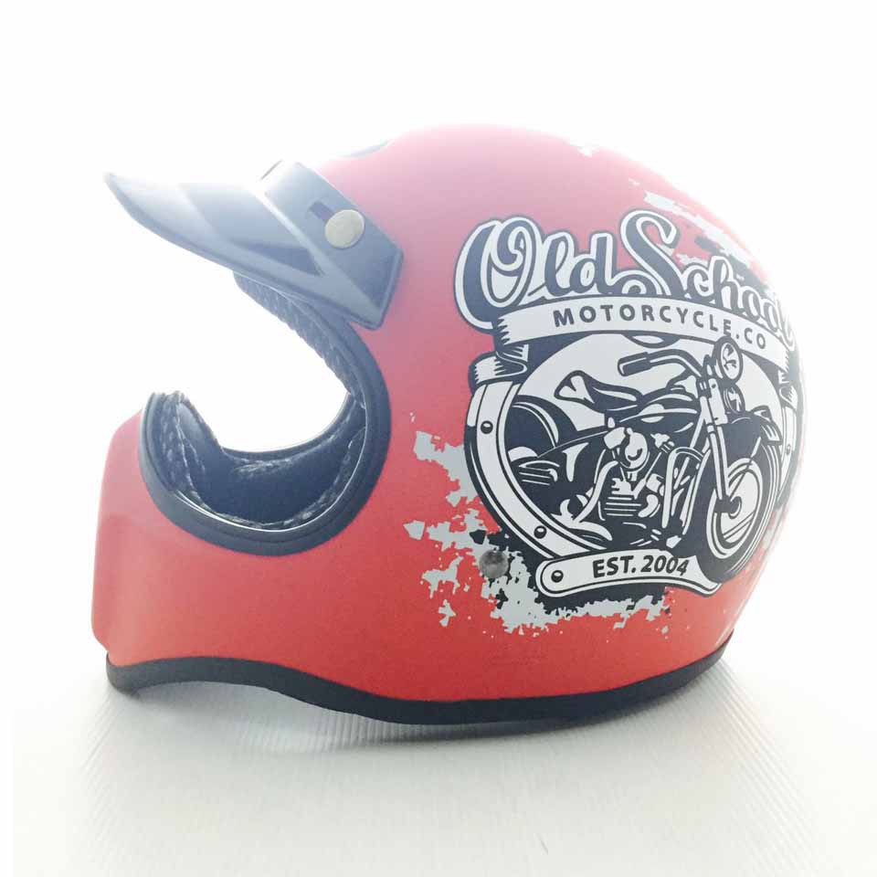 HELM CAKIL HBC NEW OLD SCHOOL MERAH ( Fullface / Retro / Klasik / Vespa )