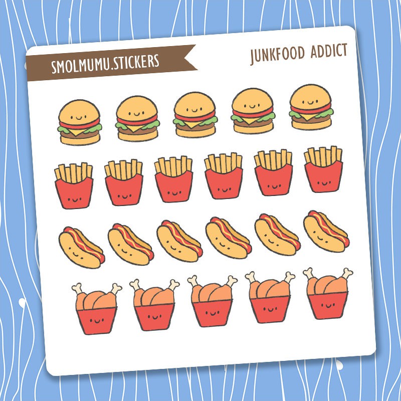 

Sticker Planner Junk Food Tracker BUJO Diary Aesthetic smolmumu