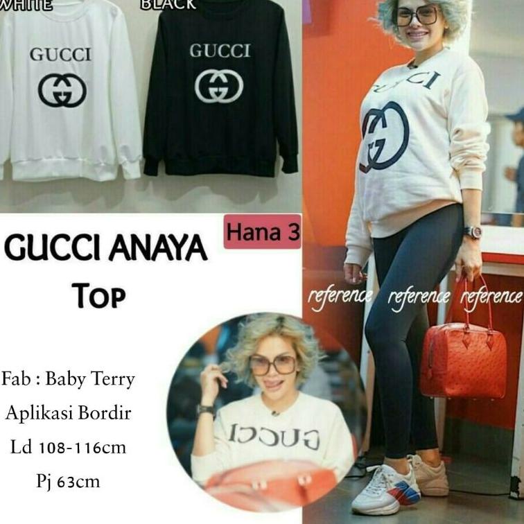 [PRODUK JL6LS] [READY BUANYAAKKK] GUCCI ANAYA TOP BAJU KAOS LENGAN PANJANG HANA PREMIUM IMPORT SWEAT